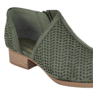 Classified Women Small Short Heel Ankle Boots Booties Cutout Khaki Green DECADE